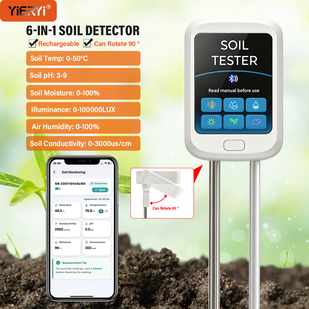 Ec Meter Digital - Yieryi Rechargeable 6 in 1 Bluetooth