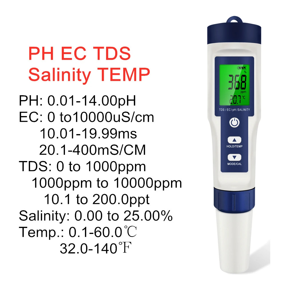 5 In 1 Digital PH TDS EC Meter - Ec Meter Digital recensione e prezzo