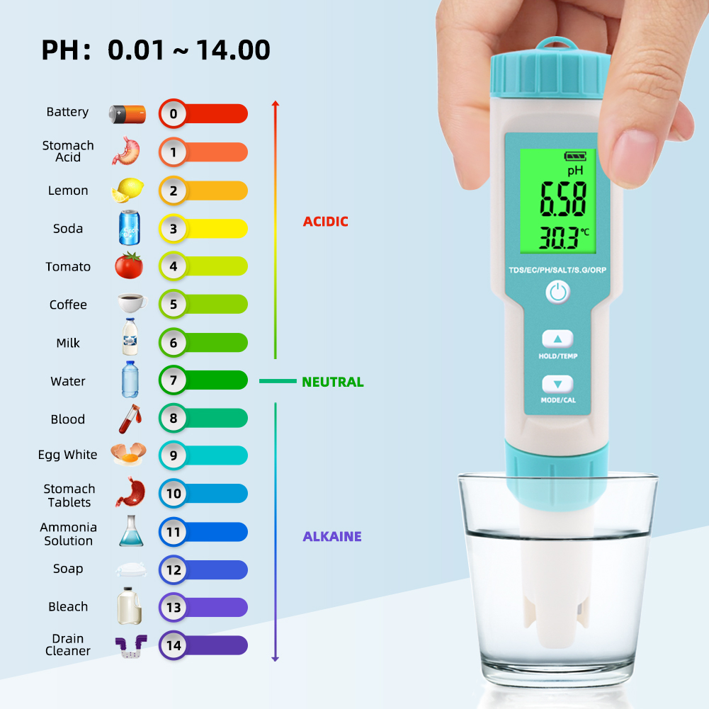 New 7 in 1 PH/TDS/EC/ORP/Salin - Ec Meter Digital recensione e prezzo